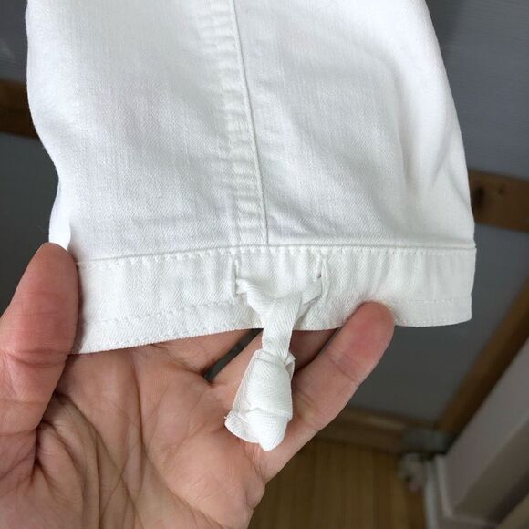 Eileen‎ FISHER White Cotton Cargo Capri Crop Pants Sz 4 - Picture 4 of 7